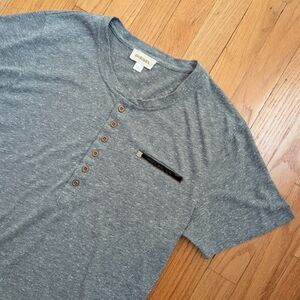 Diesel 'T-Erato' Heathered Pocket Henley Gray Short Sleeve Tee Shirt